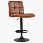 Moira Bar Stool Vintage Tan Brown Leather & Black Base