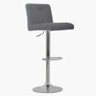 Monaco Bar Stool Grey Fabric & Chrome Base