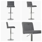 Monaco Bar Stool Grey Fabric & Chrome Base