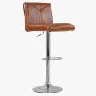Monaco Bar Stool Vintage Tan Brown Leather & Chrome Base