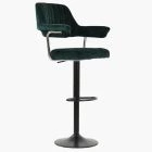 Nova Bar Stool Green Velvet & Black Base