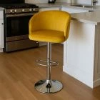Kenton Bar Stool Yellow Velvet & Chrome Base