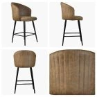 Novara Bar Stool Antique Brown Leather & Black Leg