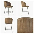 Novara Bar Stool Antique Brown Leather & Chrome Leg