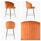 Novara Bar Stool Burnt Orange Velvet & Chrome Leg