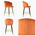 Novara Bar Stool Burnt Orange Velvet & Black \ Gold Leg