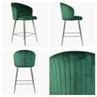 Novara Bar Stool Green Velvet & Chrome Leg