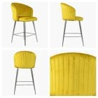 Novara Bar Stool Mustard Velvet & Chrome Leg