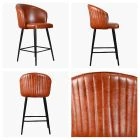 Novara Bar Stool Vintage Tan Brown Leather & Black Leg
