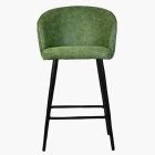 Novara Bar Stool Aged Olive Green Leather & Black Leg