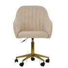 Lule Office Chair Natural Cream Fabric & Gold