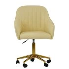 Lule Office Chair Cream Leather & Gold
