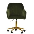 Lule Office Chair Olive Green Velvet & Gold