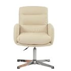 Katarni Office Chair Cream Leather & Chrome