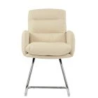 Nikan Office Chair Cream Leather & Chrome