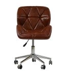 Peris Office Chair Vintage Tan Brown Faux Leather & Chrome