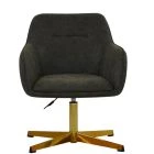 Ray Office Chair Slate Grey Faux Leather & Gold
