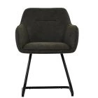 Fort Dining Chair Slate Grey Leather & Black Base