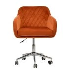 Langham Office Chair Burnt Orange Velvet & Chrome