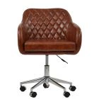 Langham Office Chair Vintage Brown Faux Leather & Chrome
