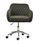 Langham Office Chair Slate Grey Faux Leather & Chrome