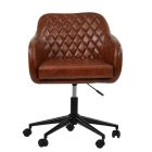 Langham Office Chair Vintage Brown Faux Leather & Black