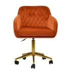 Langham Office Chair Burnt Orange Velvet & Gold