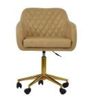 Langham Office Chair Aged Cream Faux Leather & Gold