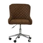 Heron Office Chair Aged Brown Faux Leather & Chrome