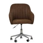 Lule Carver Office Chair Aged Brown Faux Leather & Chrome