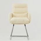 Nikan Office Chair Cream Boucle Fabric & Chrome