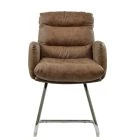Nikan Office Chair Aged Brown Faux Leather & Chrome
