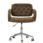 Stanford Office Chair Aged Brown Faux Leather & Chrome