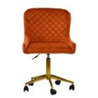 Heron Office Chair Burnt Orange Velvet & Gold