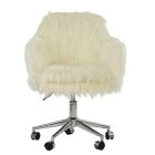 Snoop Office Chair Cream Faux Fur & Chrome