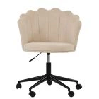 Clam Office Chair Natural Cream Fabric & Black