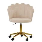 Clam Office Chair Natural Cream Fabric & Gold