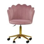 Clam Office Chair Pink Velvet & Gold