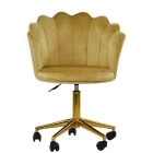 Clam Office Chair Camel Velvet & Gold
