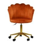 Clam Office Chair Burnt Orange Velvet & Gold