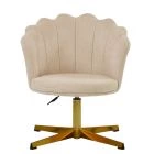 Scallop Office Chair Natural Cream Fabric & Gold
