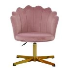 Scallop Office Chair Pink Velvet & Gold
