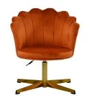 Scallop Office Chair Burnt Orange Velvet & Gold