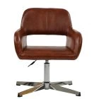 Bronby Office Chair Vintage Brown Leather & Chrome