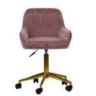 Kaan Office Chair in Pink Velvet Gold Base