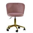 Nusa Office Chair in Pink Velvet Gold Base