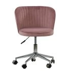 Nusa Office Chair in Pink Velvet Chrome Base