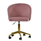 Olmo Office Chair in Pink Velvet Gold Base