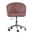 Olmo Office Chair in Pink Velvet Chrome Base