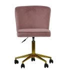 Arous Office Chair in Pink Velvet Gold Base